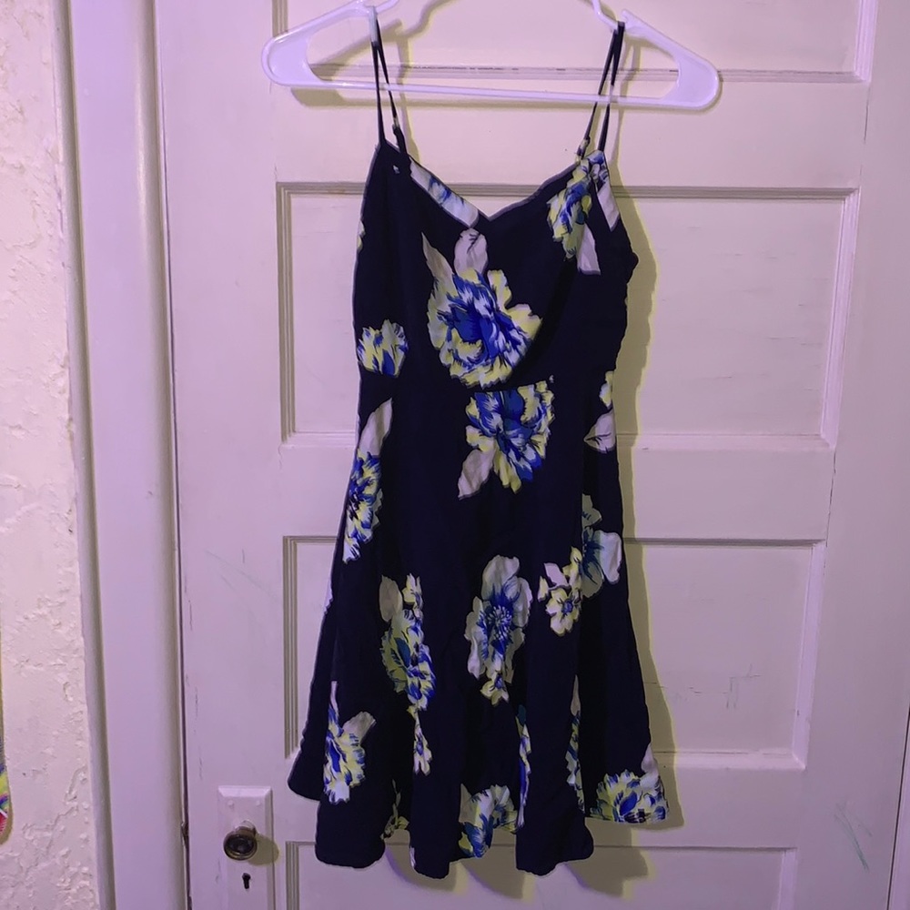 Old Navy Blue & Neon Green Floral Mini Dress